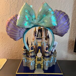 Disney Castle Little Mermaid Ear Headband — Purple & Seafoam Bow